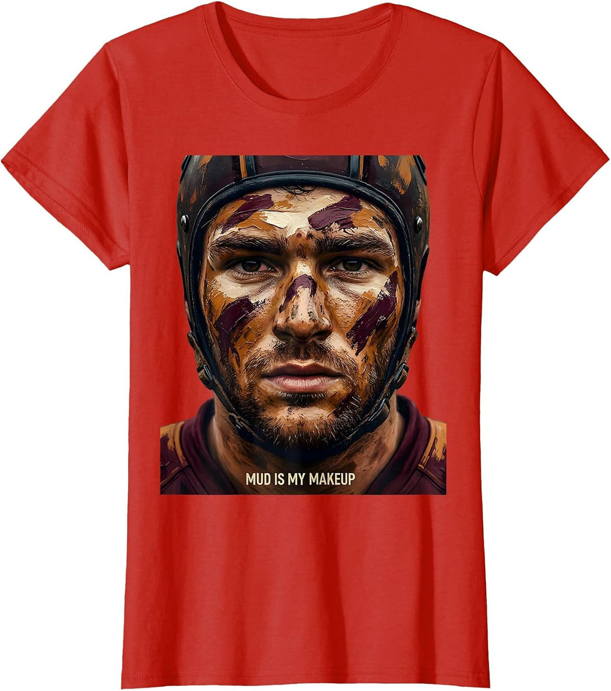 Women's Mud Is My Makeup Rugby Graphic Design T-Shirt - Red