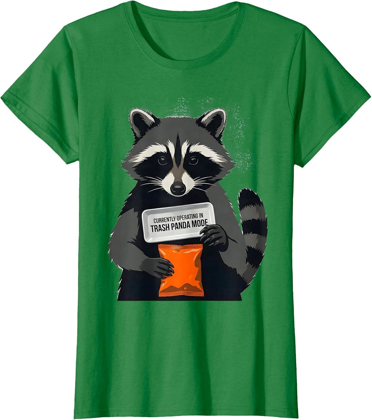 Currently Operating In Trash Panda Mode Funny Raccoon T-Shirt - Kelly Green