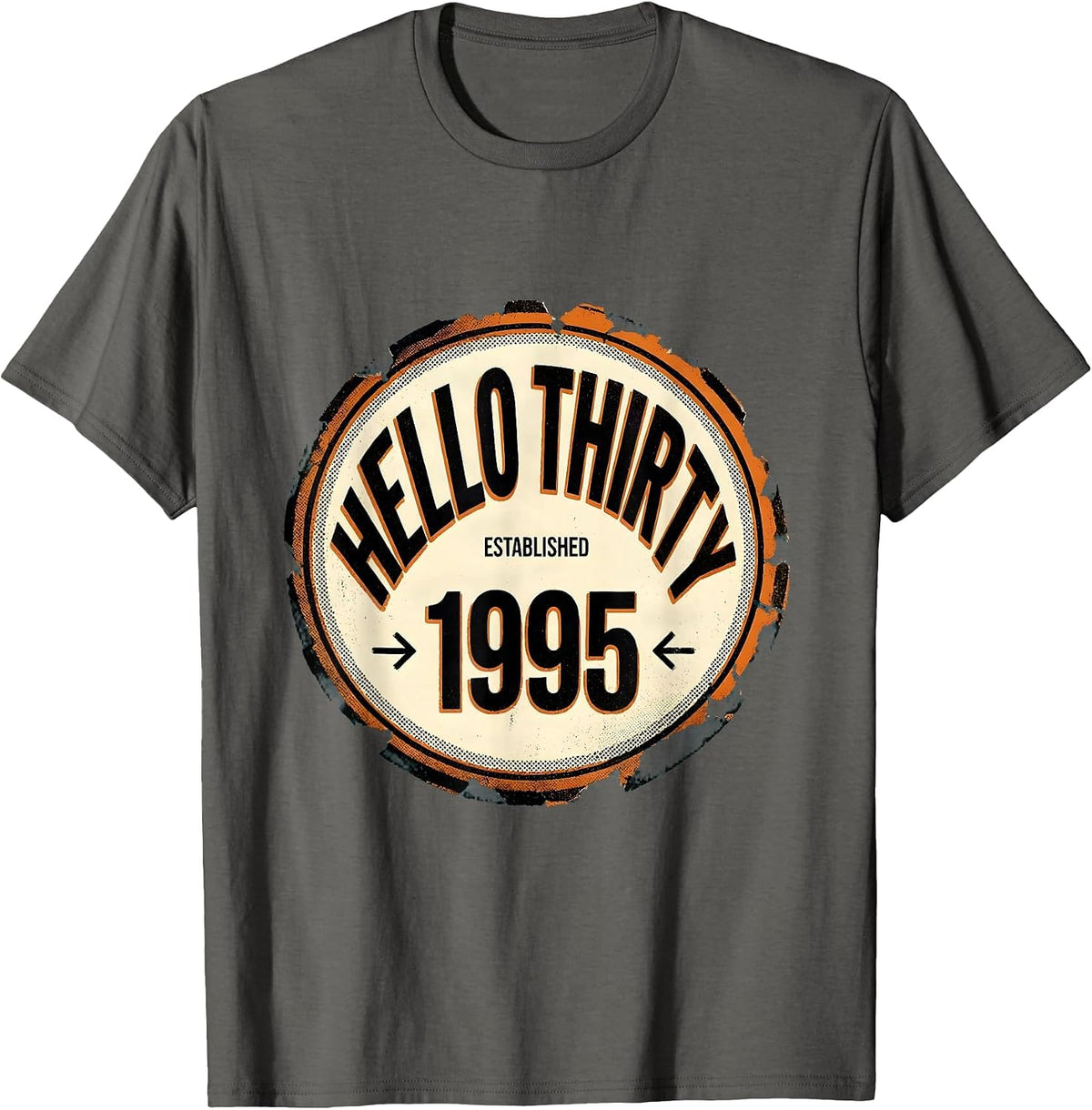 Hello Thirty Established 1995 Vintage 30th Birthday Gift T-Shirt - Asphalt Grey