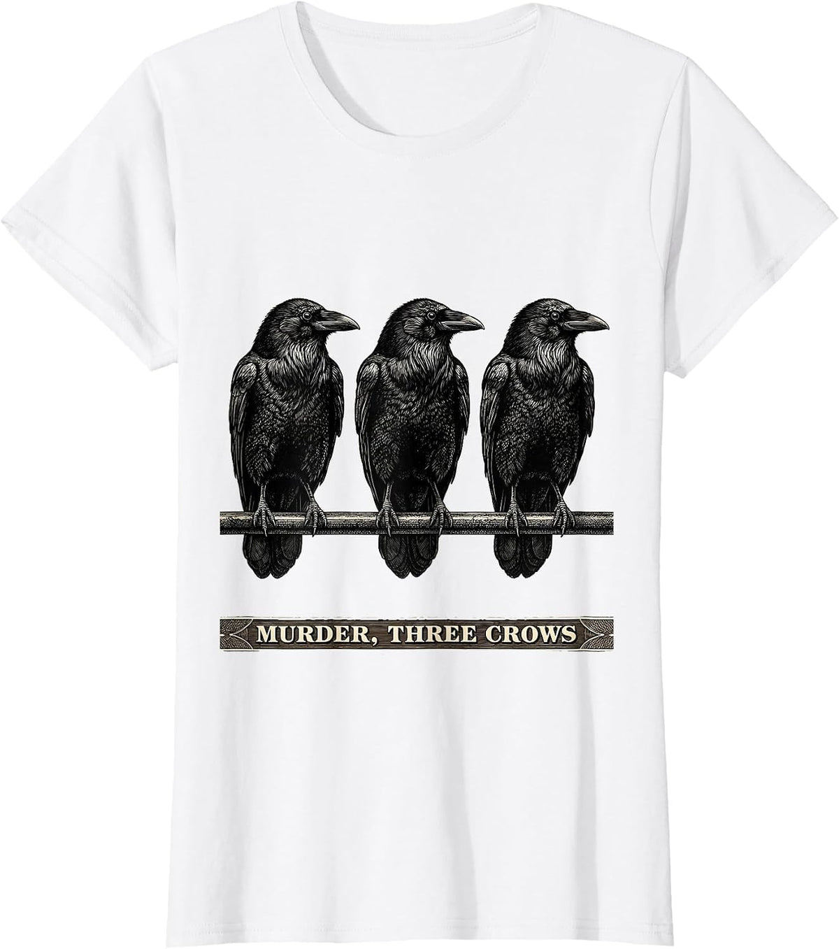 Murder, Three Crows Dark Humor Gothic Bird Lover Raven T-Shirt - White