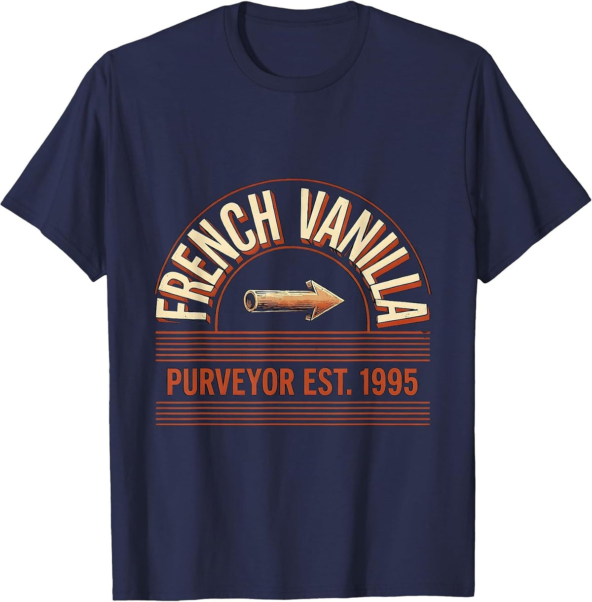 French Vanilla Purveyor EST. 1995 Vintage 90s Rap Nostalgia T-Shirt - Navy Blue