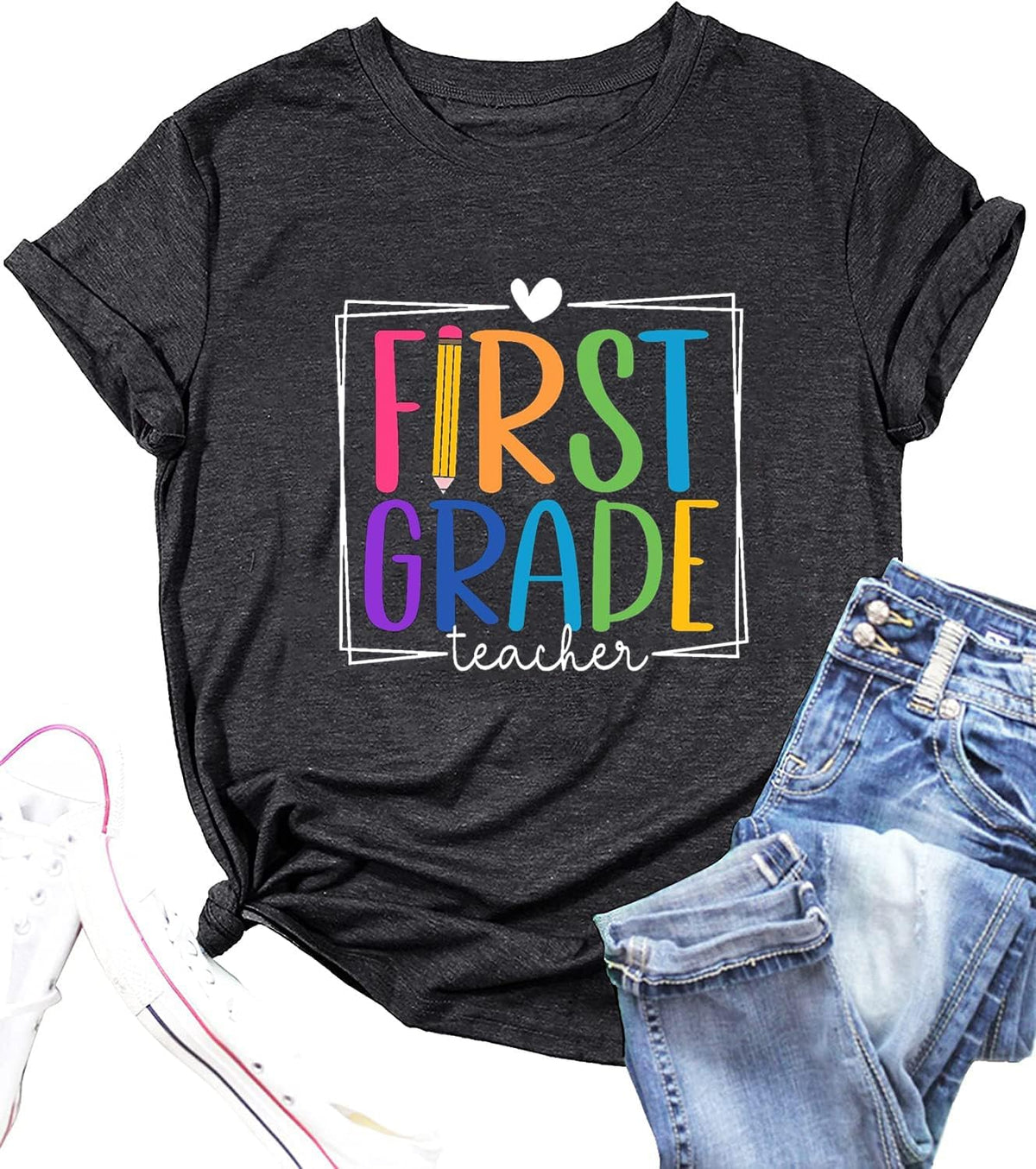First Grade Teacher Shirts Women You Can Do Hard Things Tshirt Inspirational Saying Graphic Tee Tops - Dark Grey