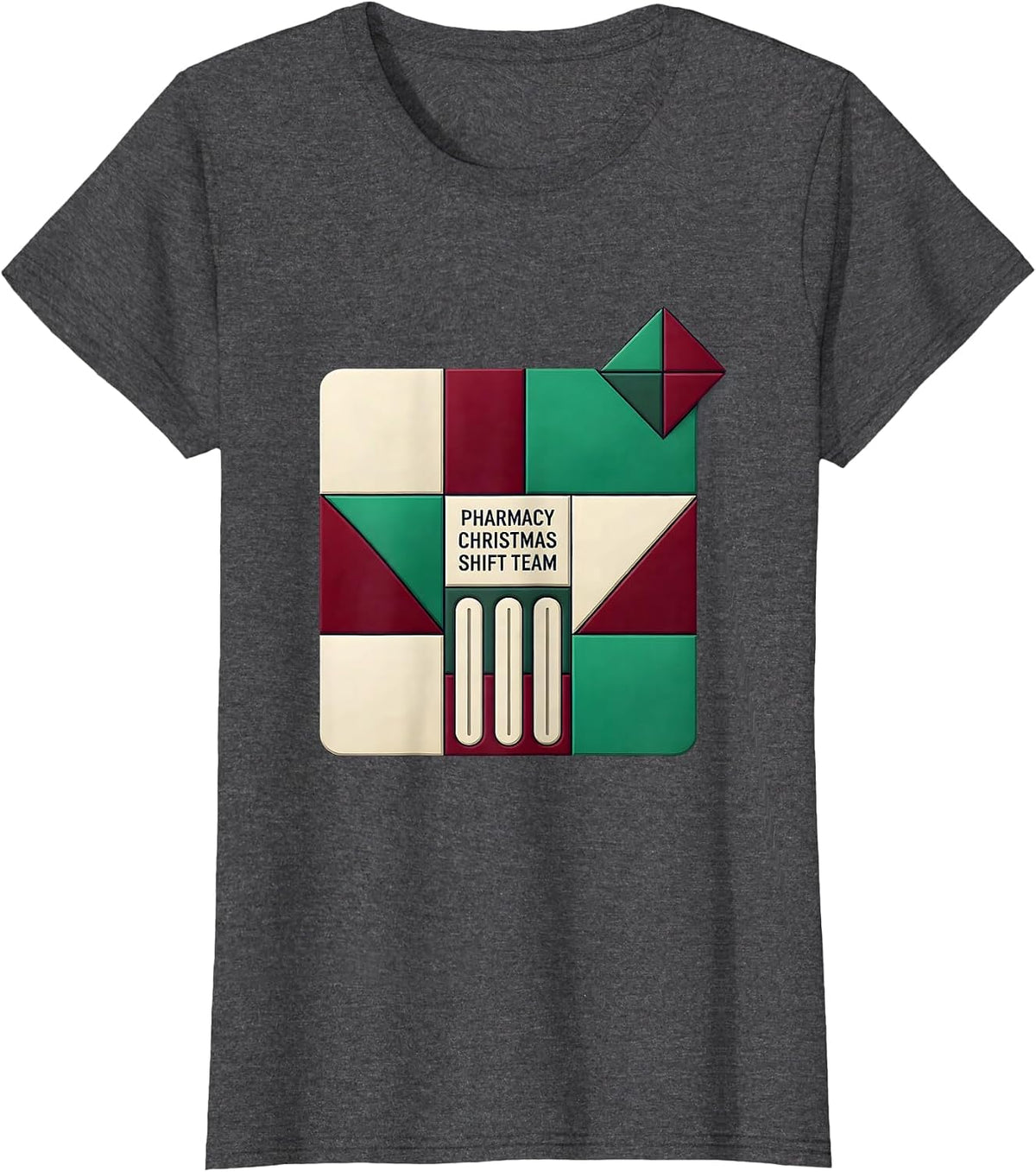 Women's Pharmacy Christmas Shift Team Funny Pharmacy Tech Squad T-Shirt - Dark Heather Grey