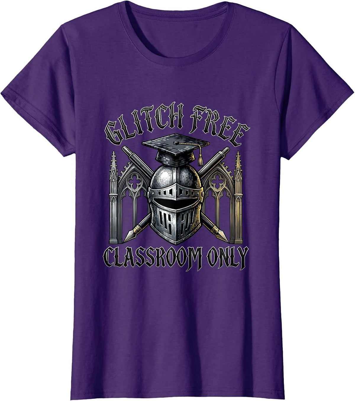 Women's Glitch Free Classroom Technology Gaming Teacher T-Shirt - Purple