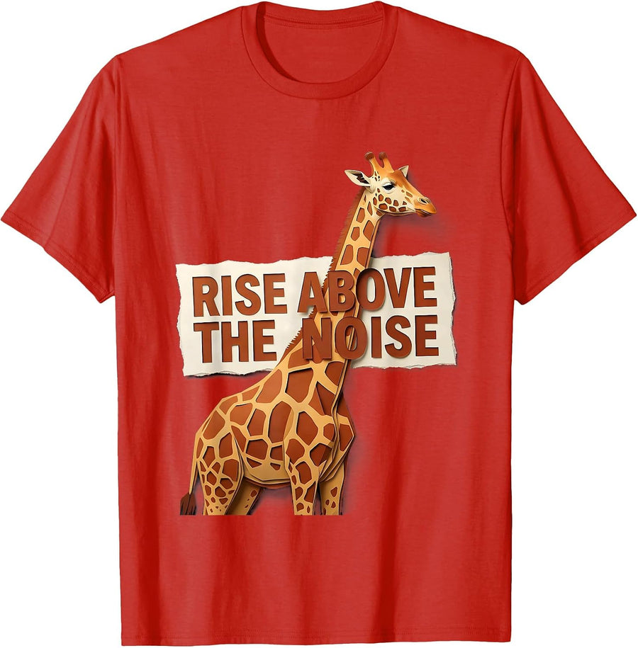 Men's Giraffe Rise Above the Noise Graphic Design T-Shirt - Red