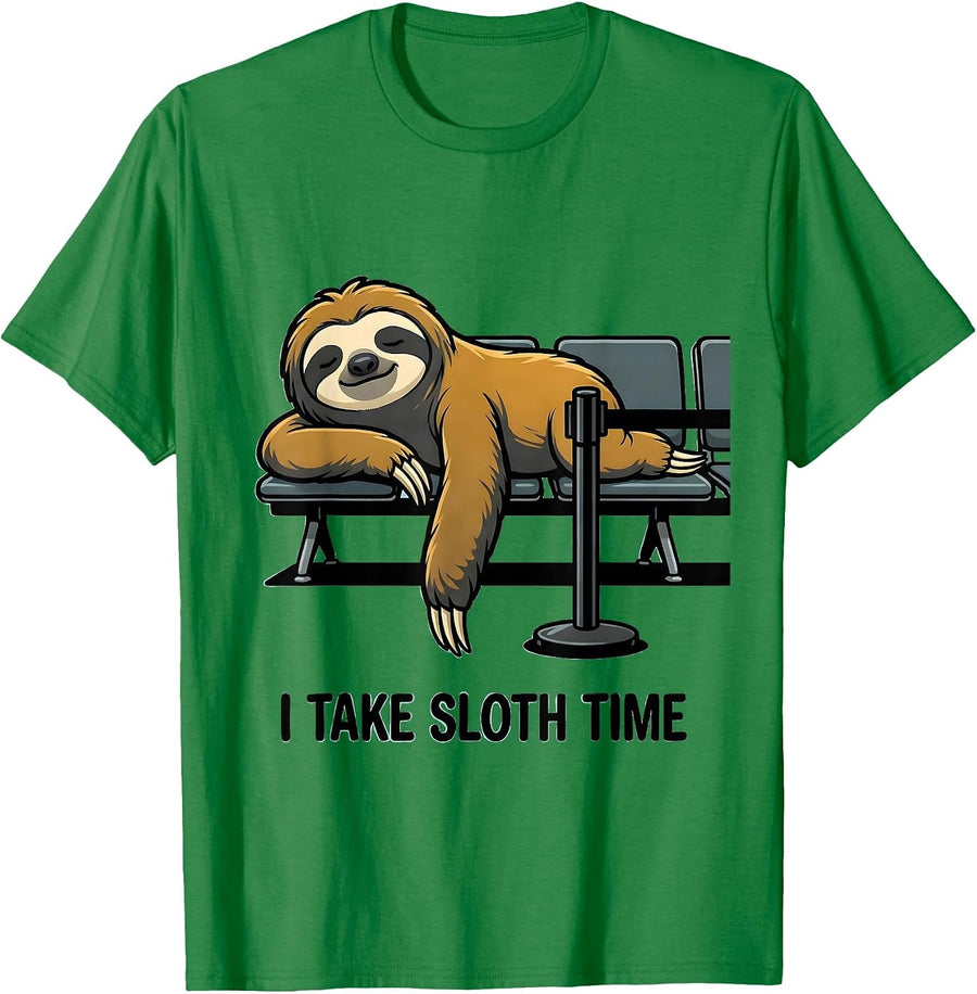 Men's I Take Sloth Time Funny Sloth Lover Gift T-Shirt - Kelly Green