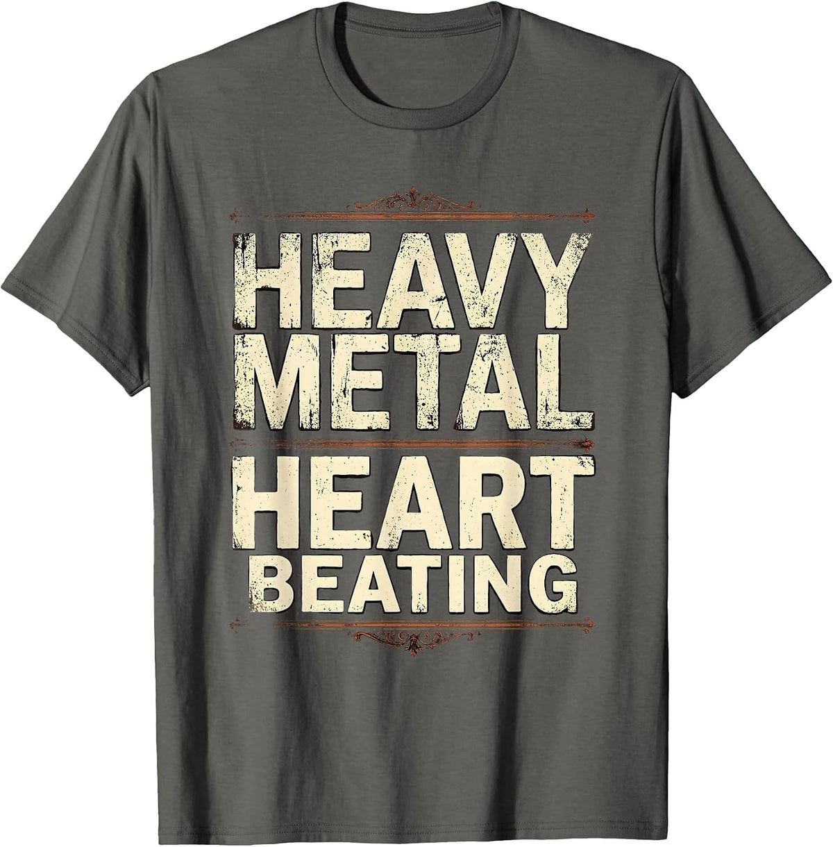 Heavy Metal Heart Beating Rock Women Design T-Shirt - Asphalt Grey