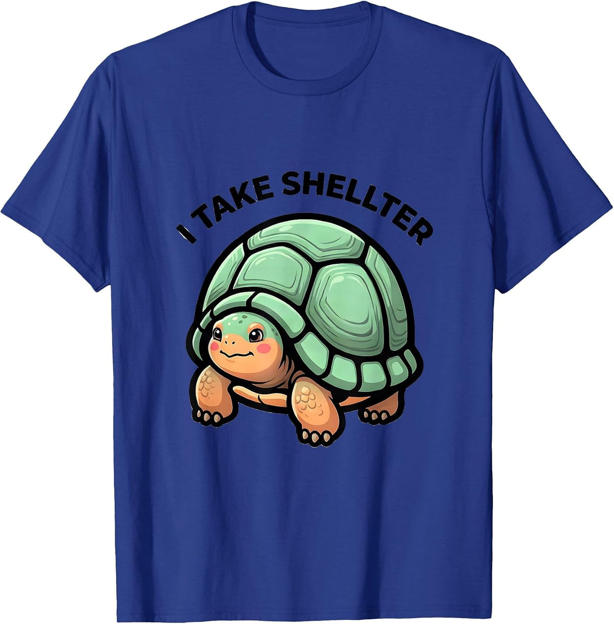 Men's I Take Shellter Cute Kawaii Tortoise Lover Pet Owner Humor T-Shirt - Royal Blue