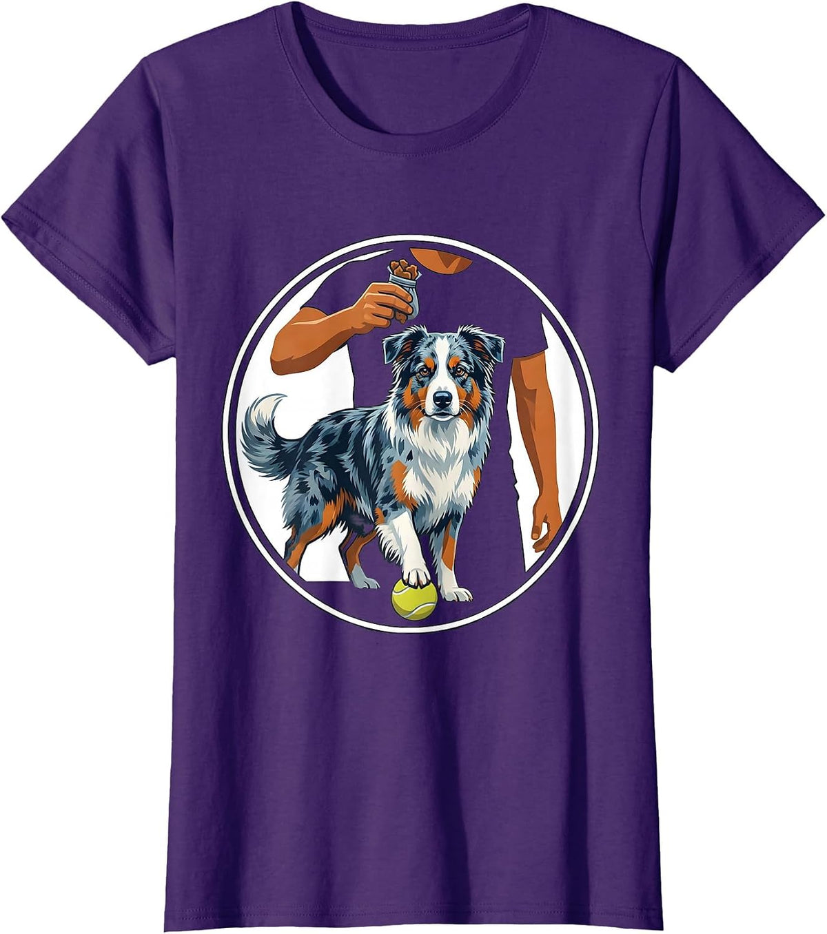 Women's Sealed Badge Blue-Merle Australian Shepherd Dog Mom Dad T-Shirt - Purple