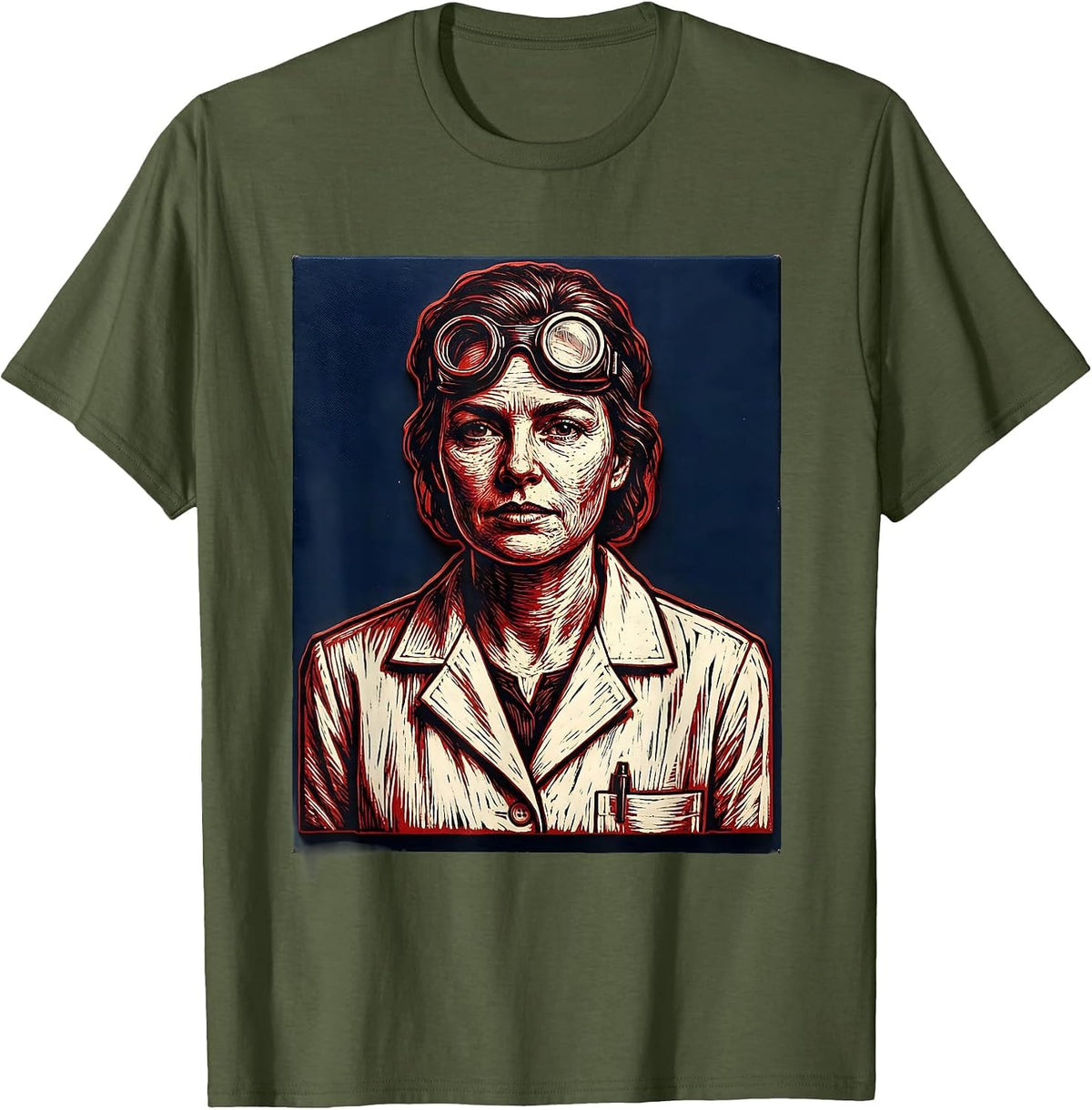 Labor Day Lab Coat Scientist Illustration T-Shirt, Men, Olive Green, Large - As Pictured