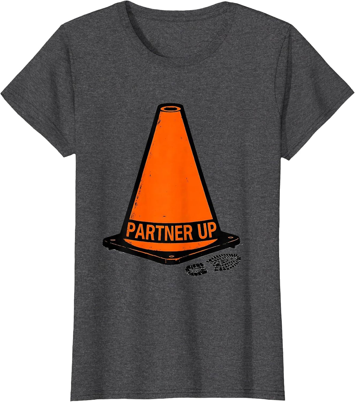 Women's Partner Up Stencil Graphic PE Teacher Gym Class Back T-Shirt - Dark Heather Grey
