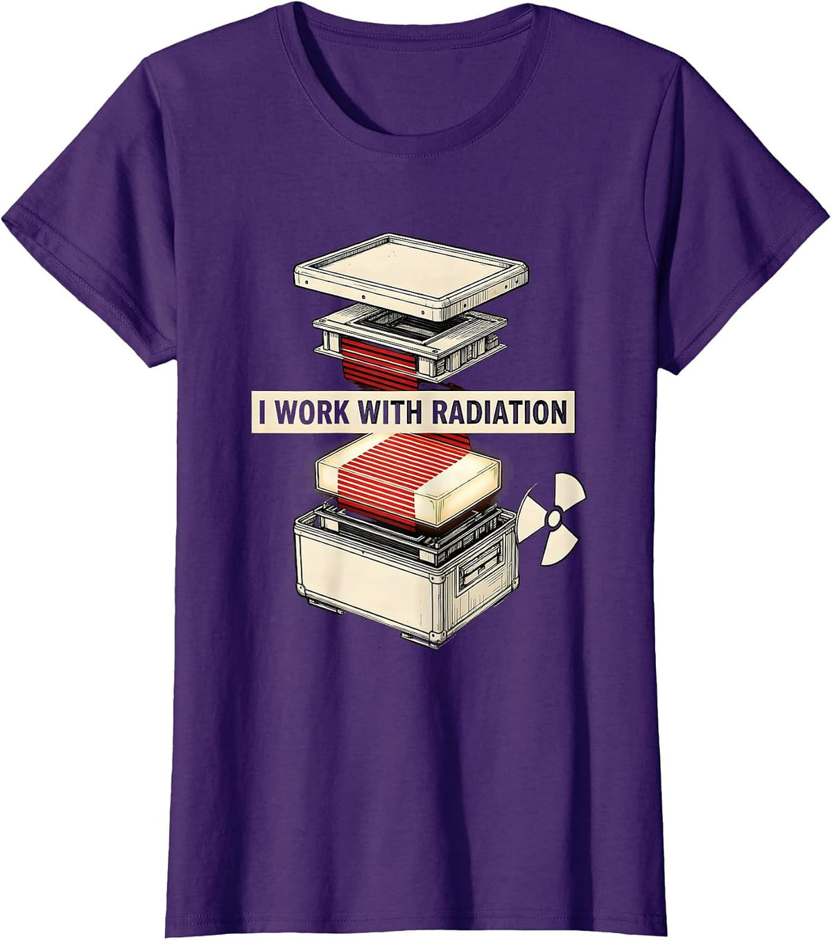 Women's I Work With Radiation Funny Radiology Tech X-Ray CT MRI T-Shirt - Purple