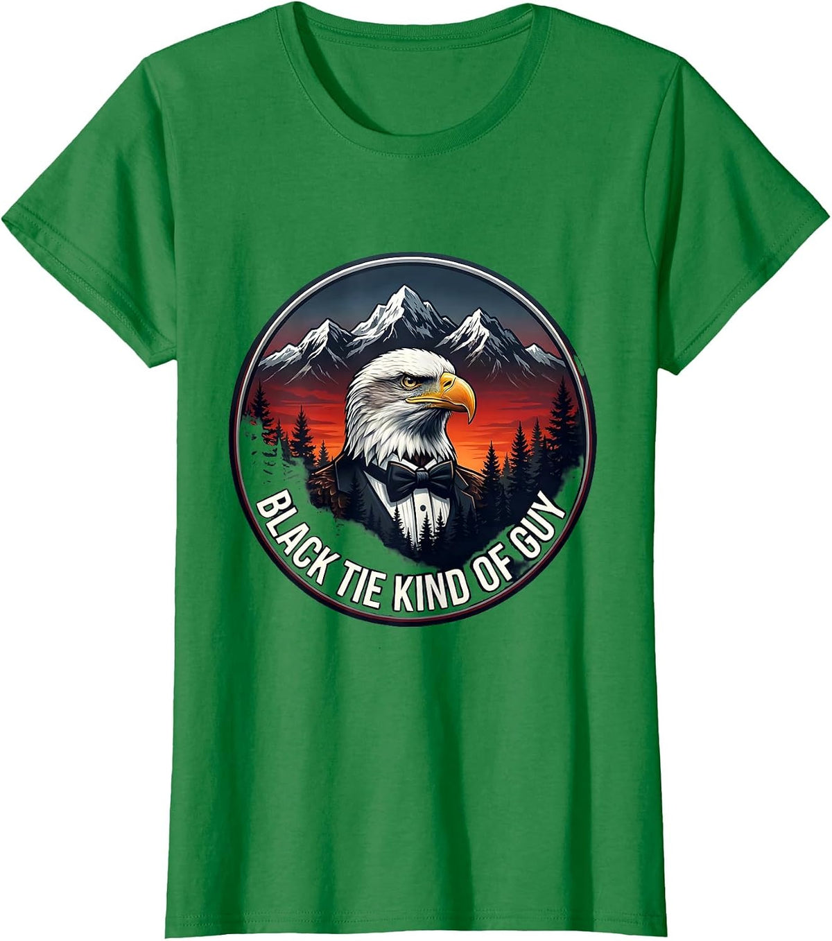 Black Tie Kind of Guy Tuxedo Graphic Design T-Shirt - Kelly Green