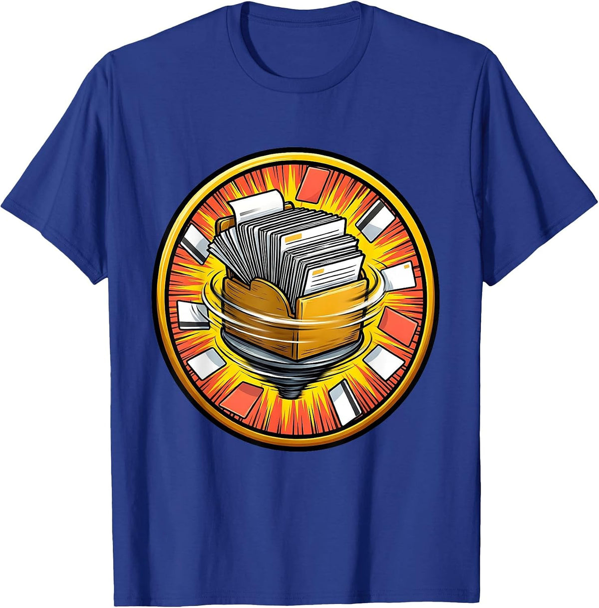 Front Office Squad Rolodex Flying Business Cards T-Shirt - Royal Blue