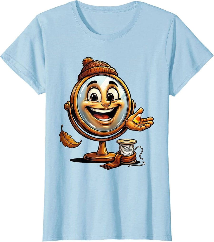 Women's Mirror Candy Corn Dental Hygienist Funny Dental Staff T-Shirt - Baby Blue