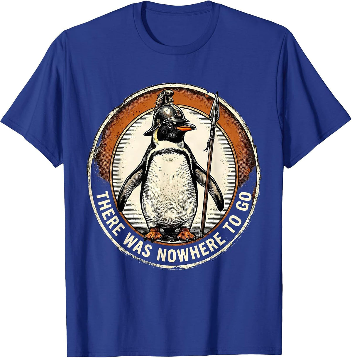 Men's There Was Nowhere To Go Vintage Funny Penguin Martial Arts T-Shirt - Royal Blue