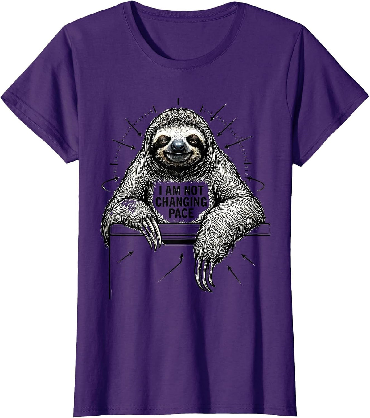 Women's I Am Not Changing Pace Funny Sloth Lover Animal Humor T-Shirt - Purple