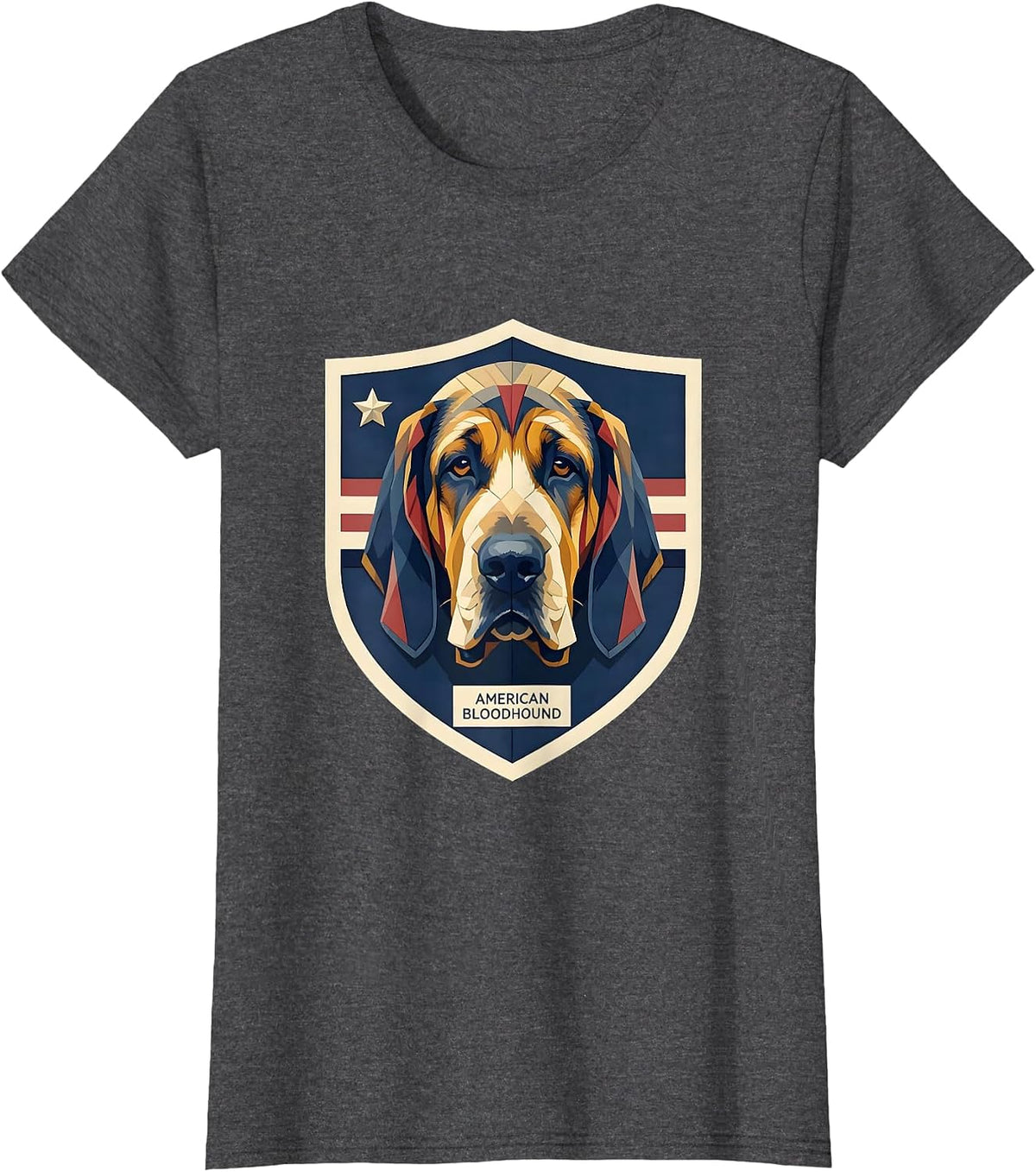 Women's American Bloodhound Patriotic Bloodhound Dog Lover 4th T-Shirt - Dark Heather Grey