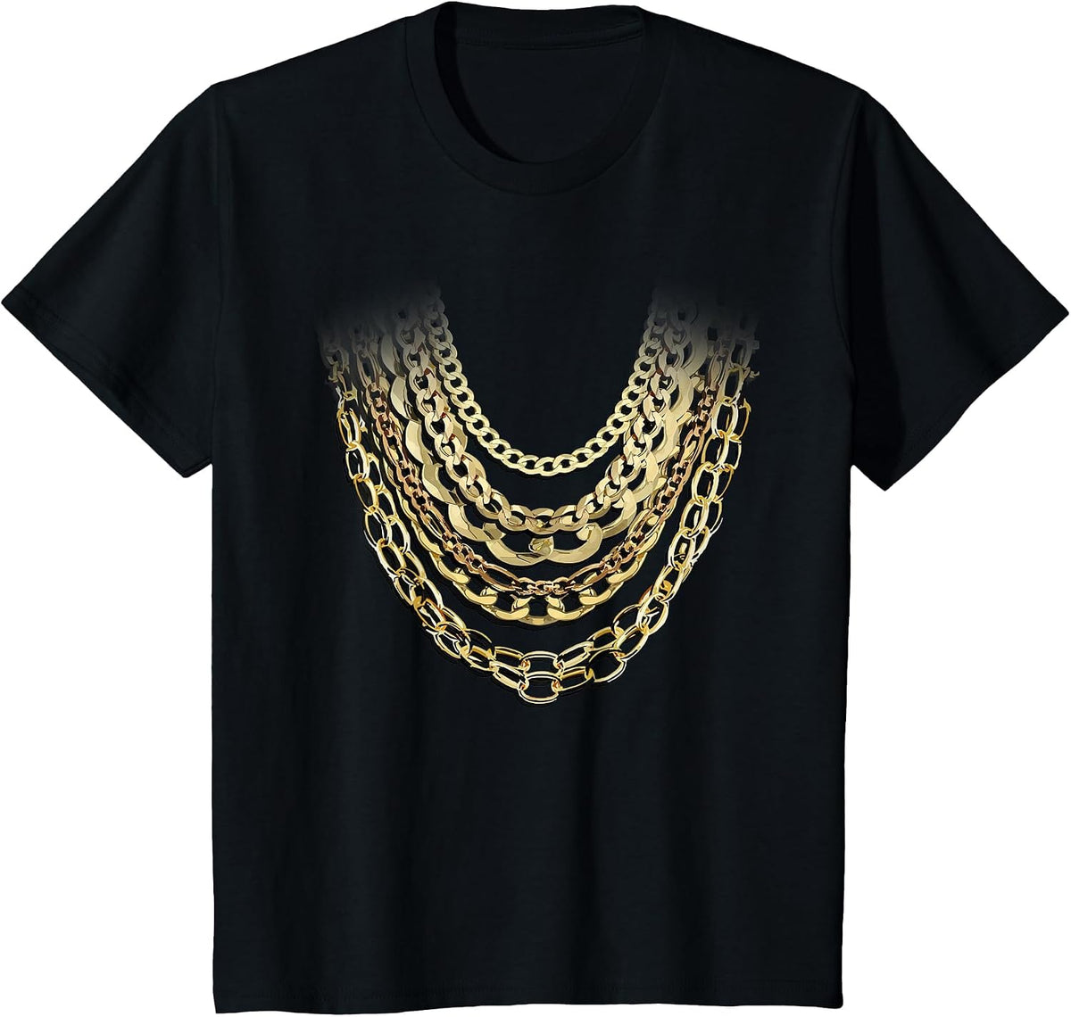 Golden Chains Funny Hip Hop Fan and Gold Lover Gift T-Shirt - Black