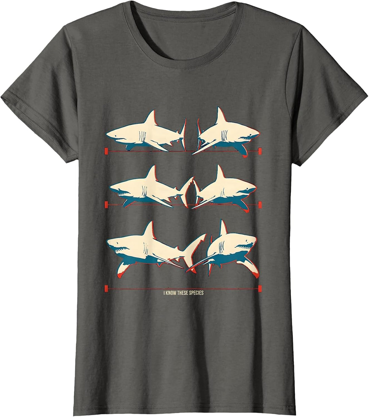 Women's I Know These Species Funny Shark Lover Marine Biology Humor T-Shirt - Asphalt Grey