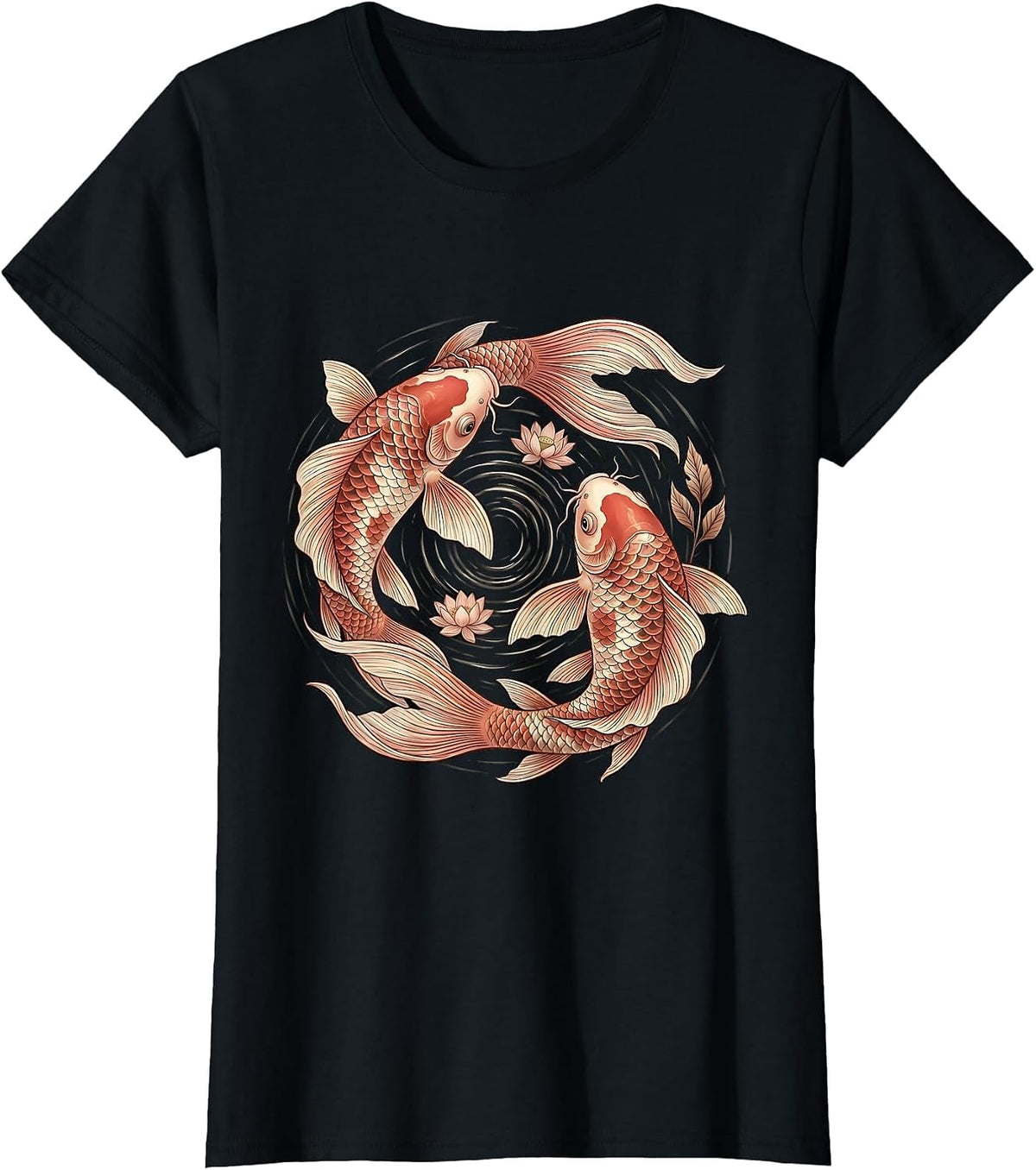 Koi Fish Pink Water Breast Cancer Awareness T-Shirt - Black