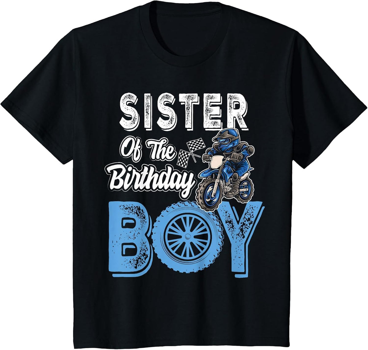 Sister of the Birthday Boy Dirt Bike B-Day Motocross Party T-Shirt - Black