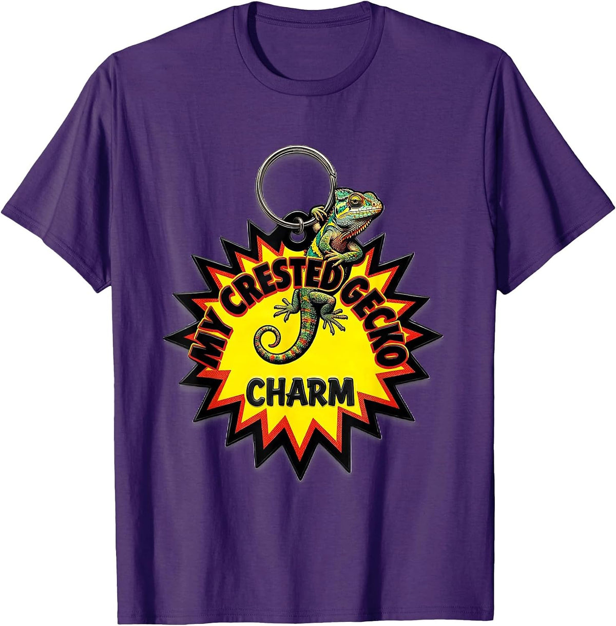 My Crested Gecko Charm Pop Art Reptile Lover Gift T-Shirt - Purple