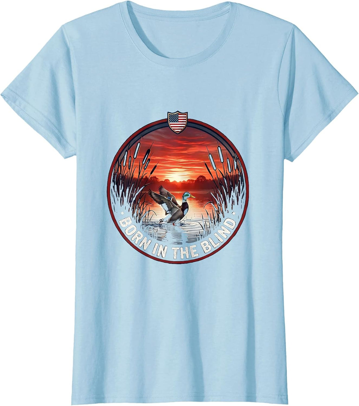 Born in the Blind Duck Camo Hunting Design T-Shirt - Baby Blue