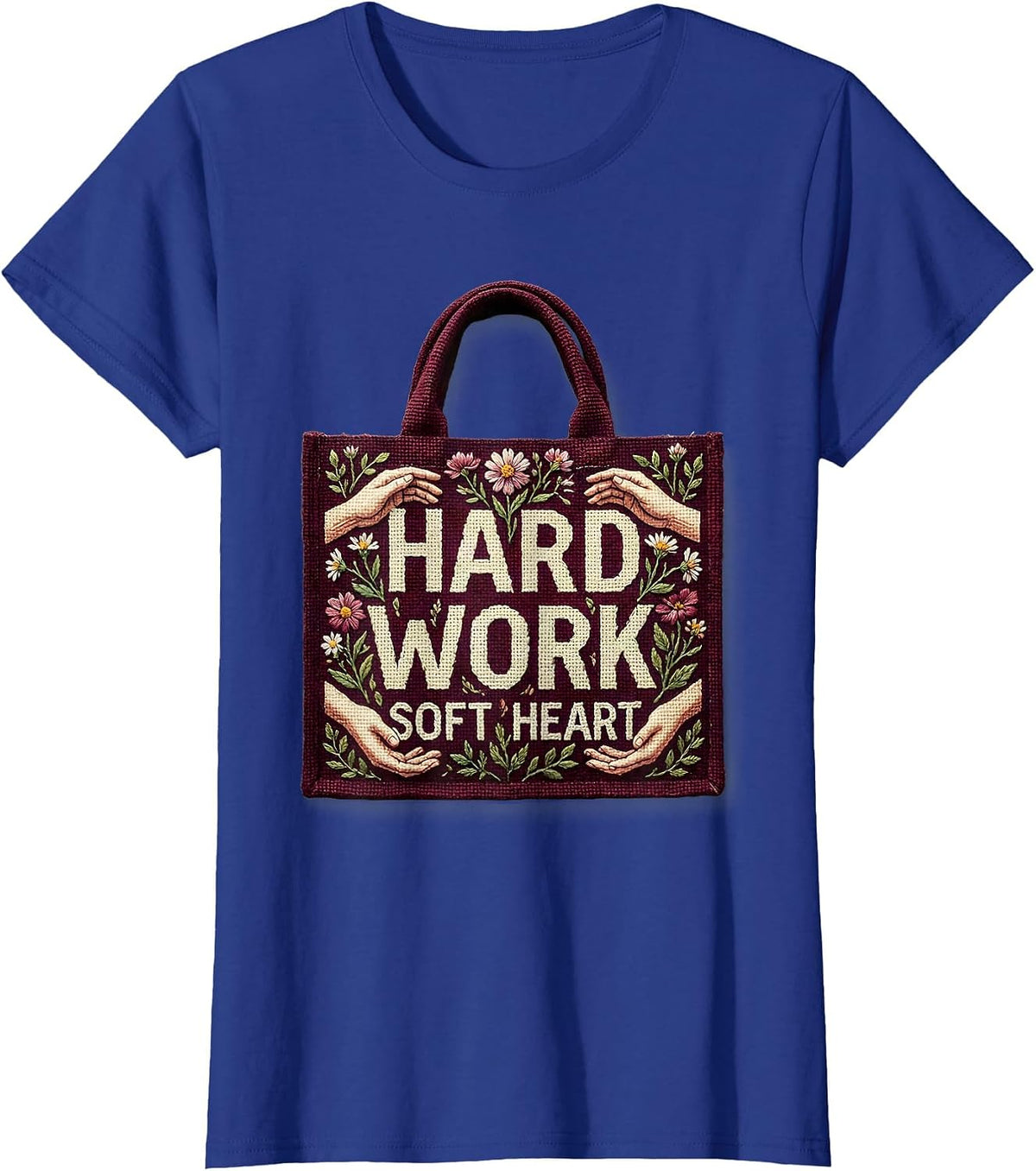 Women's Hard Work Soft Heart Social Worker Design T-Shirt - Royal Blue