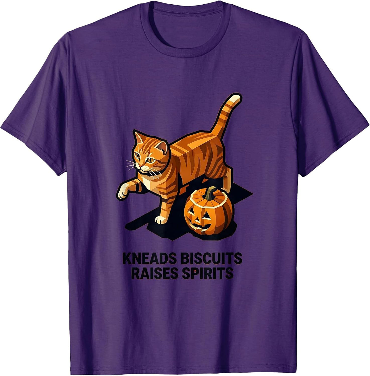 Men's Kneads Biscuits, Raises Spirits Cute Orange Tabby Cat T-Shirt - Purple