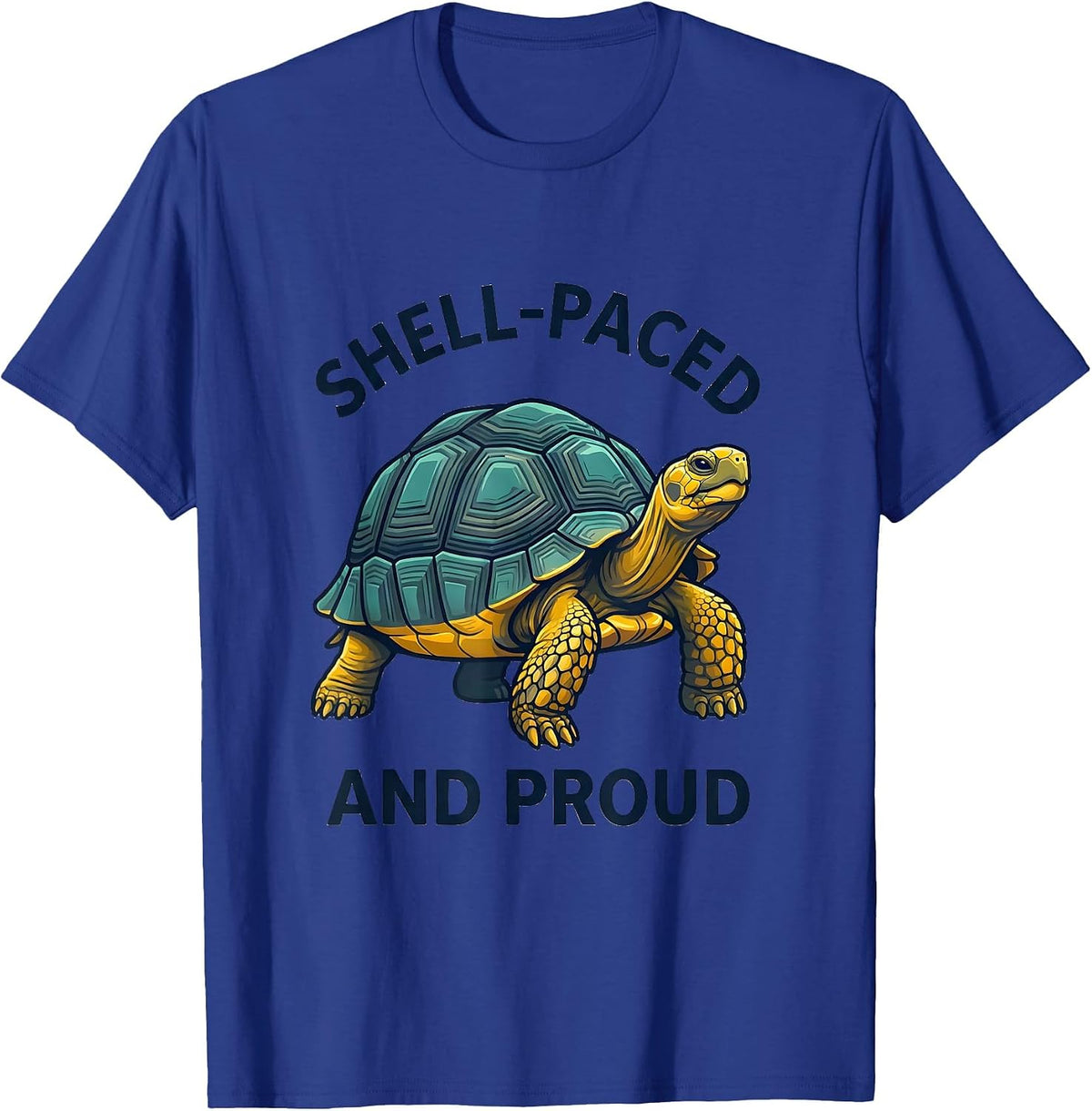 Men's Shell-Paced And Proud Funny Turtle Lover Reptile Novelty T-Shirt - Royal Blue