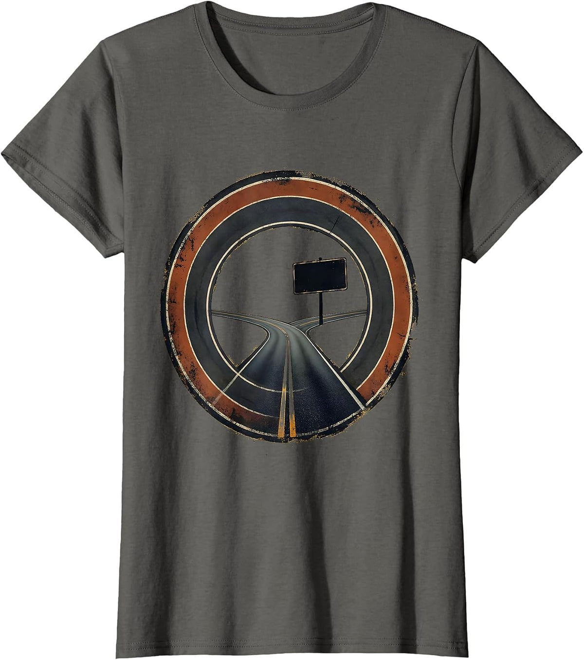 Women's Distressed Math Teacher Road Track Badge Humor T-Shirt - Asphalt Grey