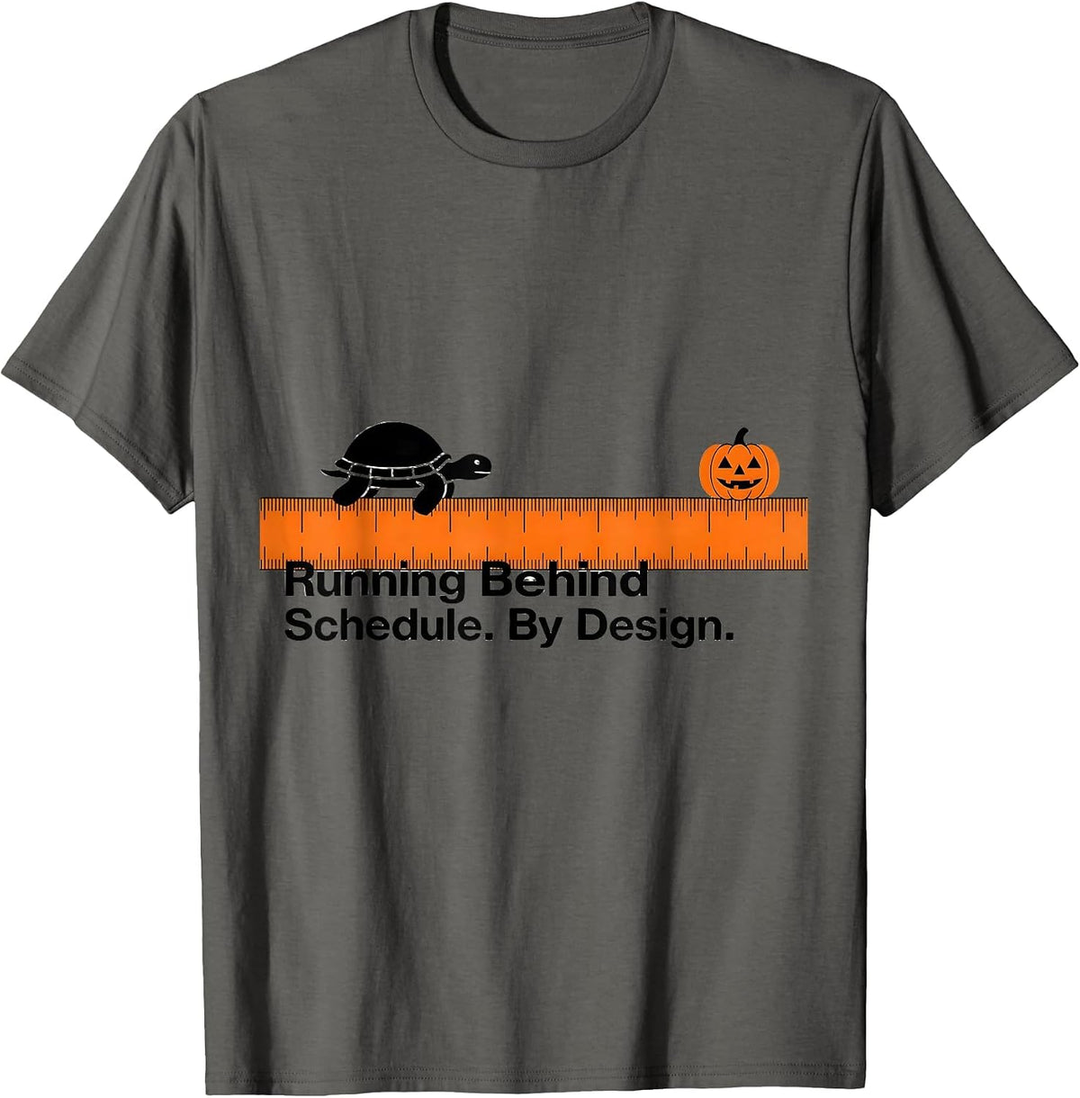 Men's Running Behind Schedule By Design Playful Halloween Turtle T-Shirt - Asphalt Grey