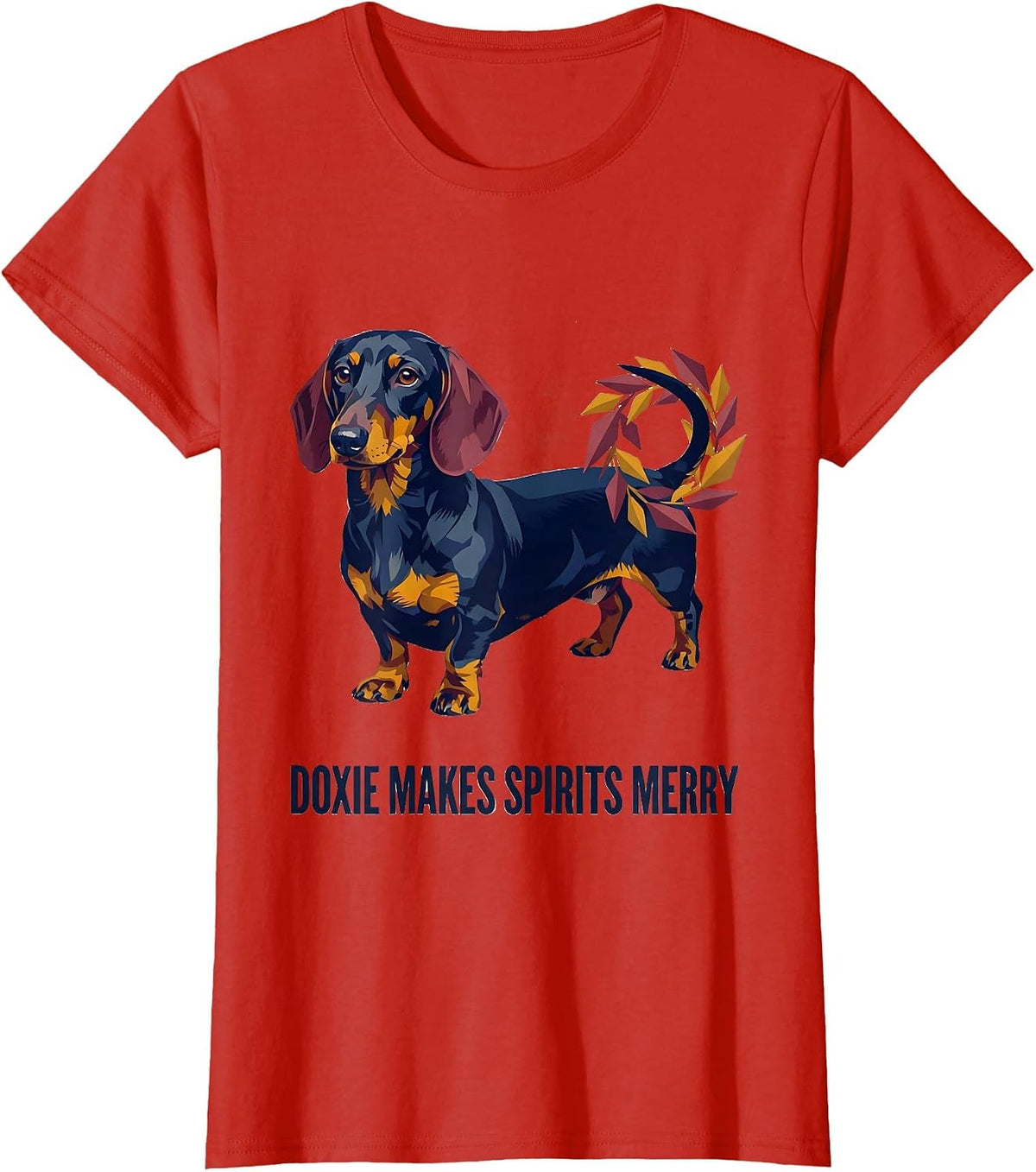Doxie Makes Spirits Merry Cute Dachshund Christmas Dog Lover T-Shirt - Red