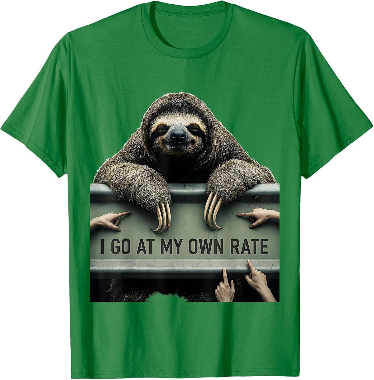 Men's I Go At My Own Rate Funny Sloth Lover Animal Humor Gift T-Shirt - Kelly Green