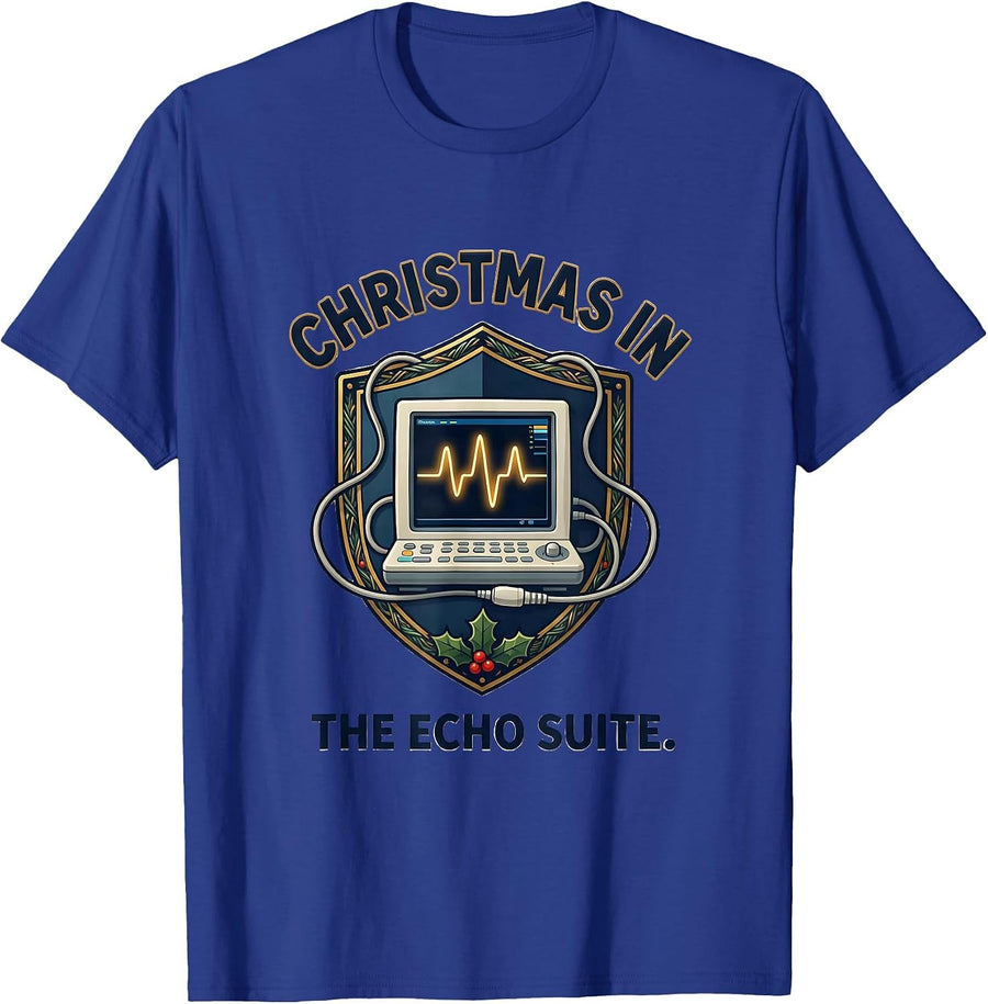 Christmas In The Echo Suite Funny Radiology Tech Ultrasound T-Shirt - Royal Blue