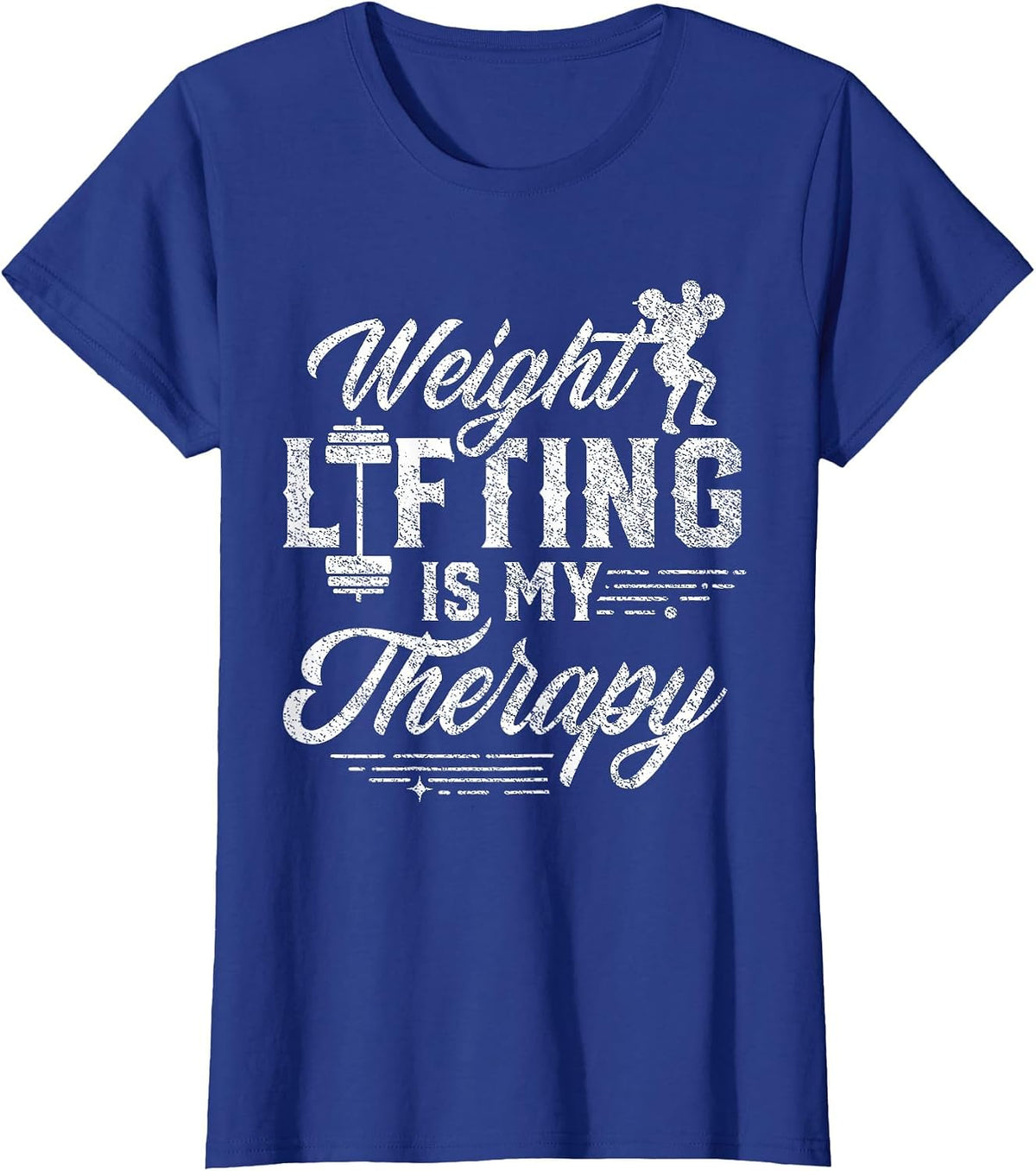 Weightlifting is My Therapy Weightlift Deadlift Weightlifter T-Shirt - Royal Blue