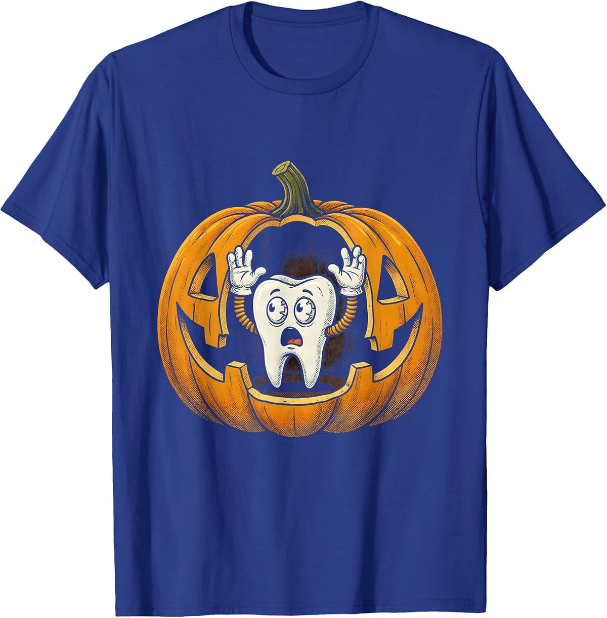 Dental Halloween Jack-O-Lantern Tooth Interior T-Shirt - Royal Blue