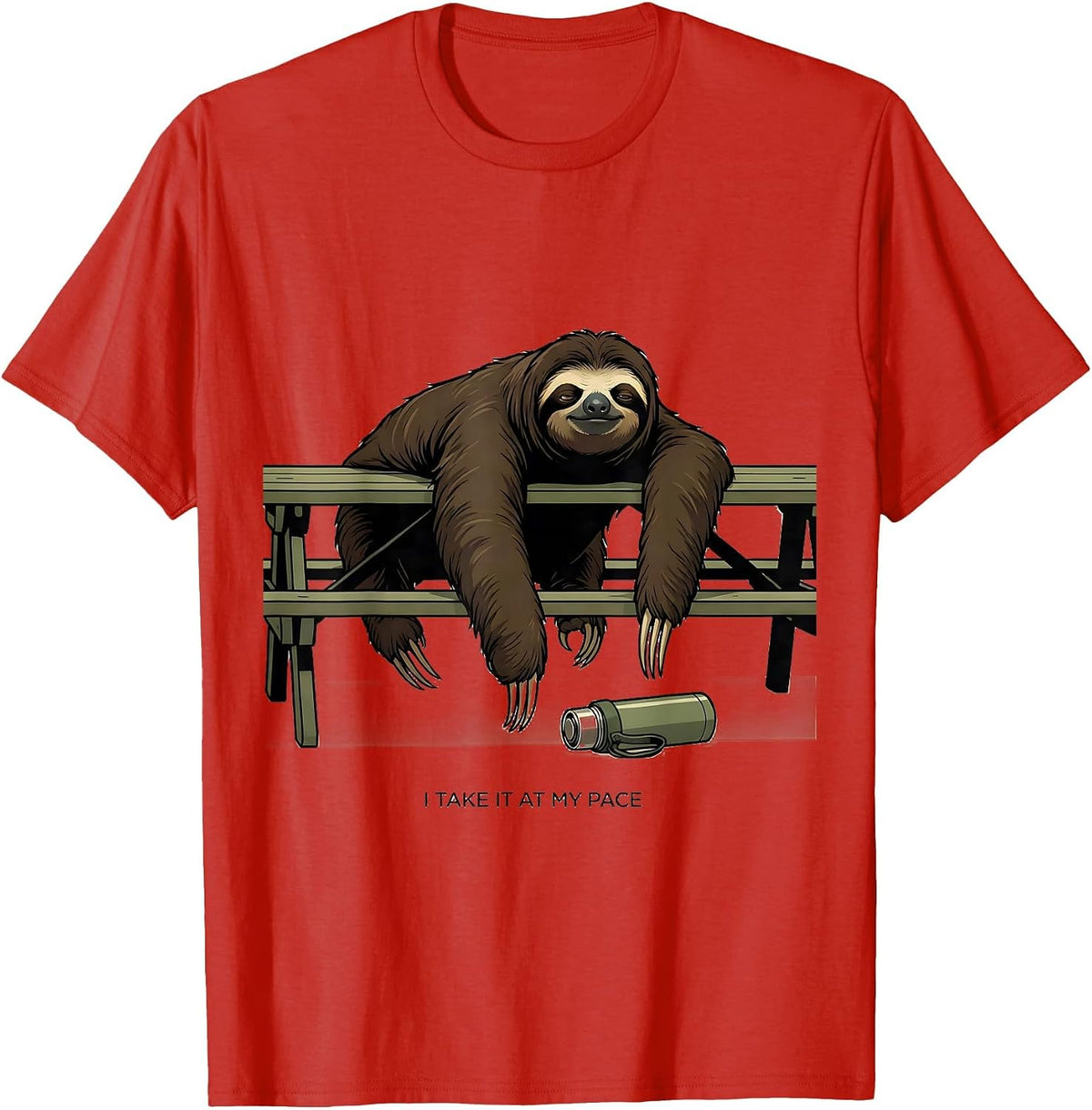 Men's I Take It At My Pace Funny Sloth Lover Animal Humor Gift T-Shirt - Red