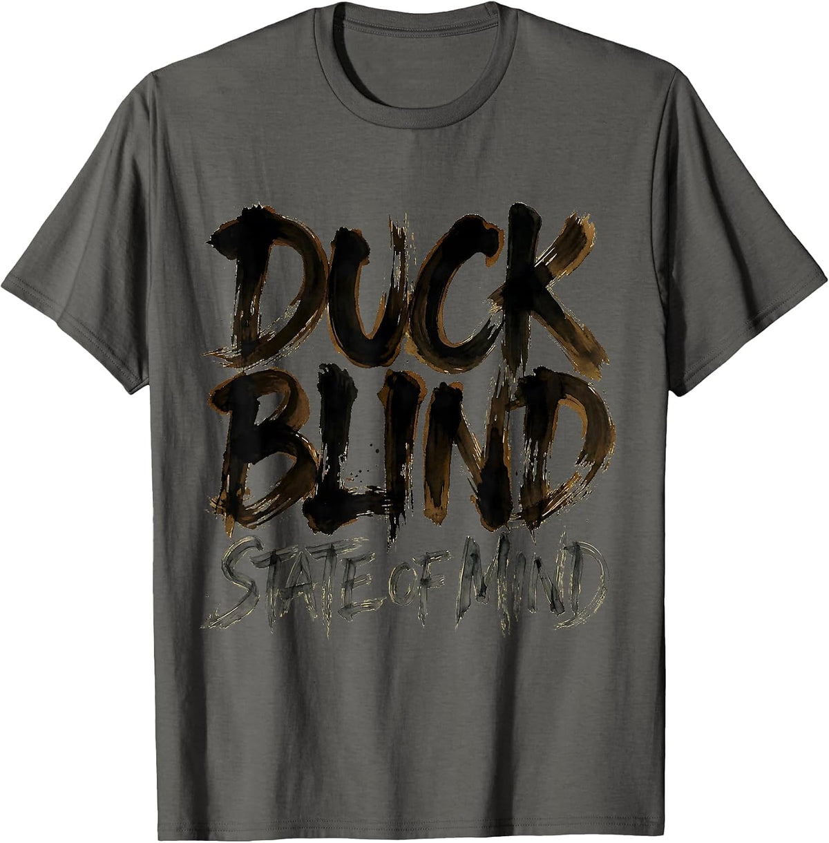 Men's Duck Blind State of Mind Camo Hunting Design T-Shirt - Asphalt Grey