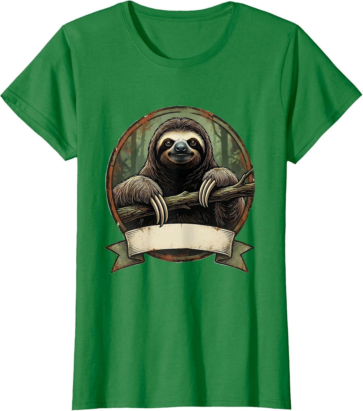 Women's Sloth Vintage Animal Lover Funny Novelty Gift T-Shirt - Kelly Green
