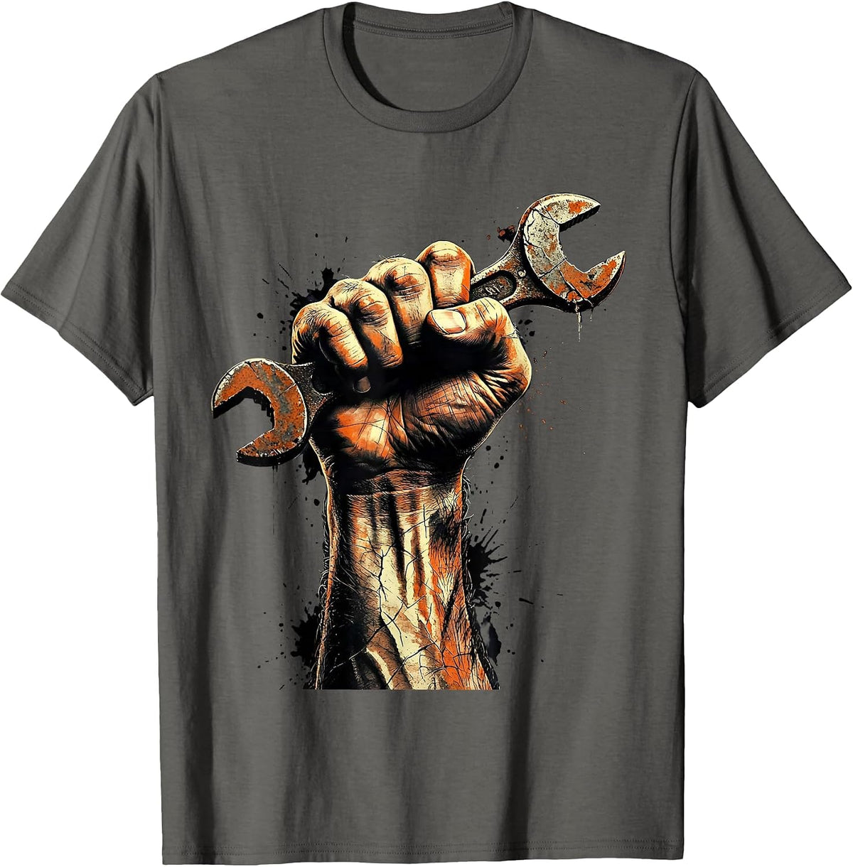 Men's Rosie the Riveter Wrench Fist Power Graphic T-Shirt - Asphalt Grey