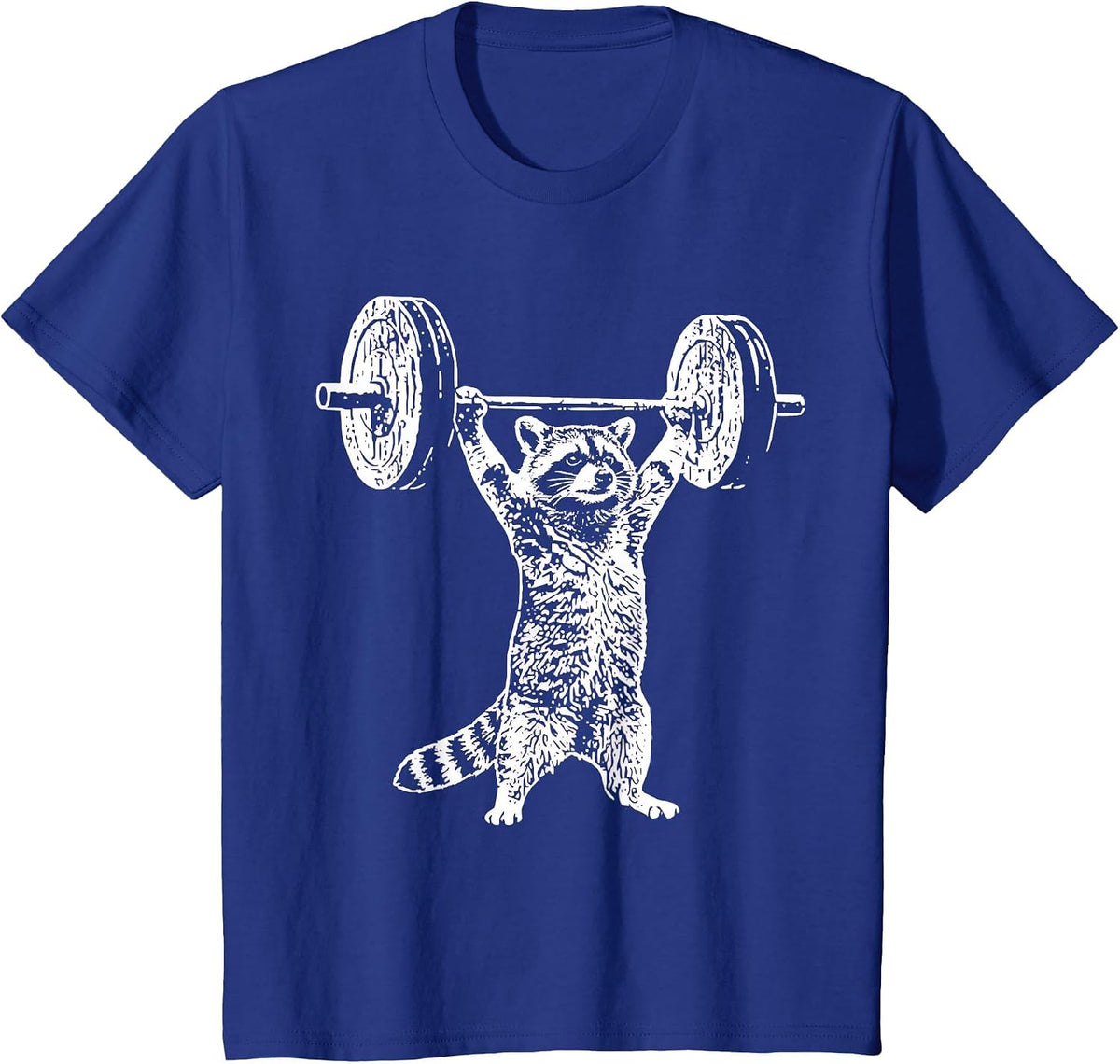 Vintage Retro Weight Lifting Gym Raccoon Deadlift Funny T-Shirt - Royal Blue