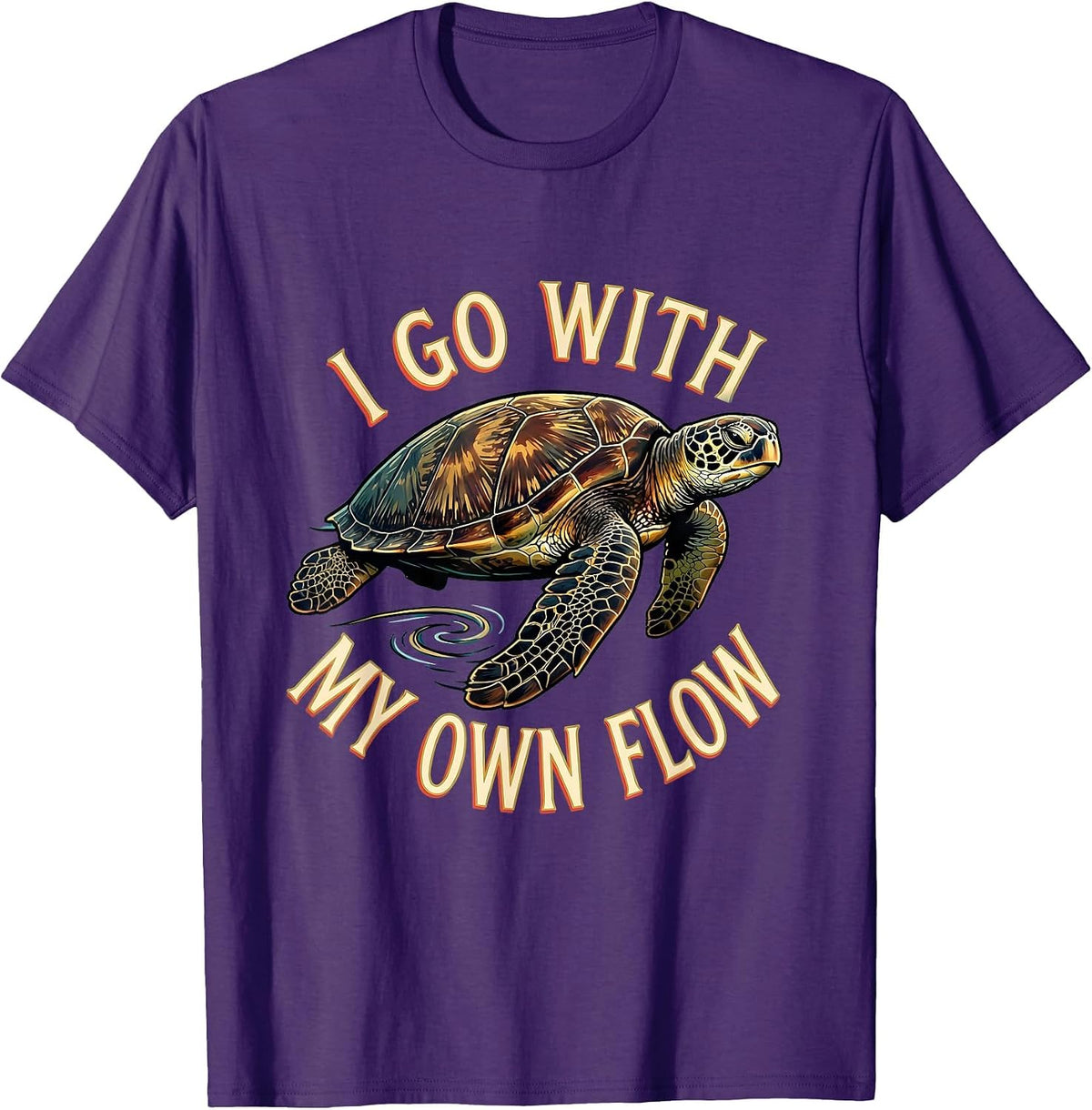 Men's I Go With My Own Flow Sea Turtle Ocean Animal Lover Gift T-Shirt - Purple