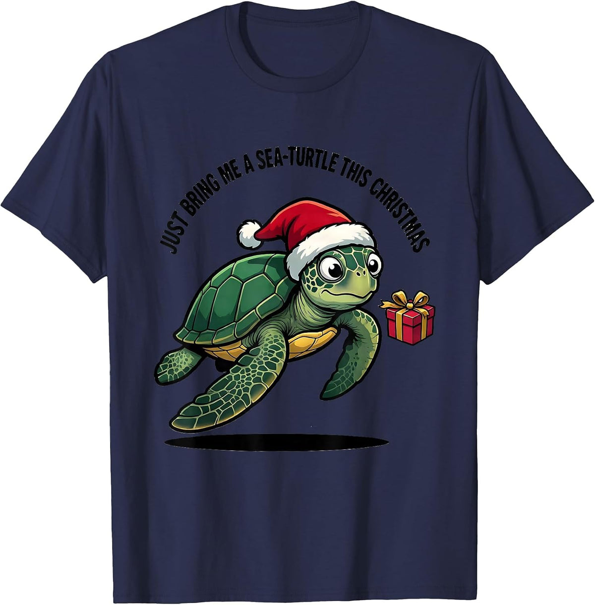 Men's Just Bring Me A Sea Turtle This Christmas Sea Turtle Lover T-Shirt - Navy Blue