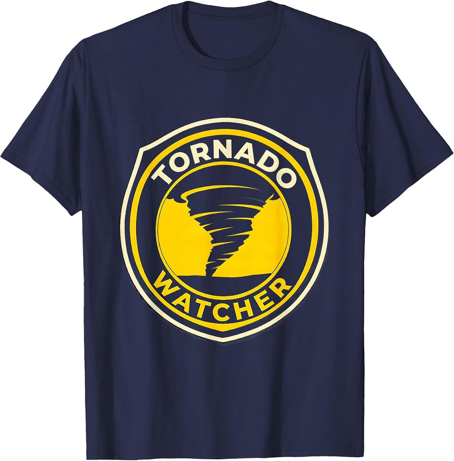 Tornado Watcher Meteorology Storm Chaser Weather Enthusiast T-Shirt - Navy Blue