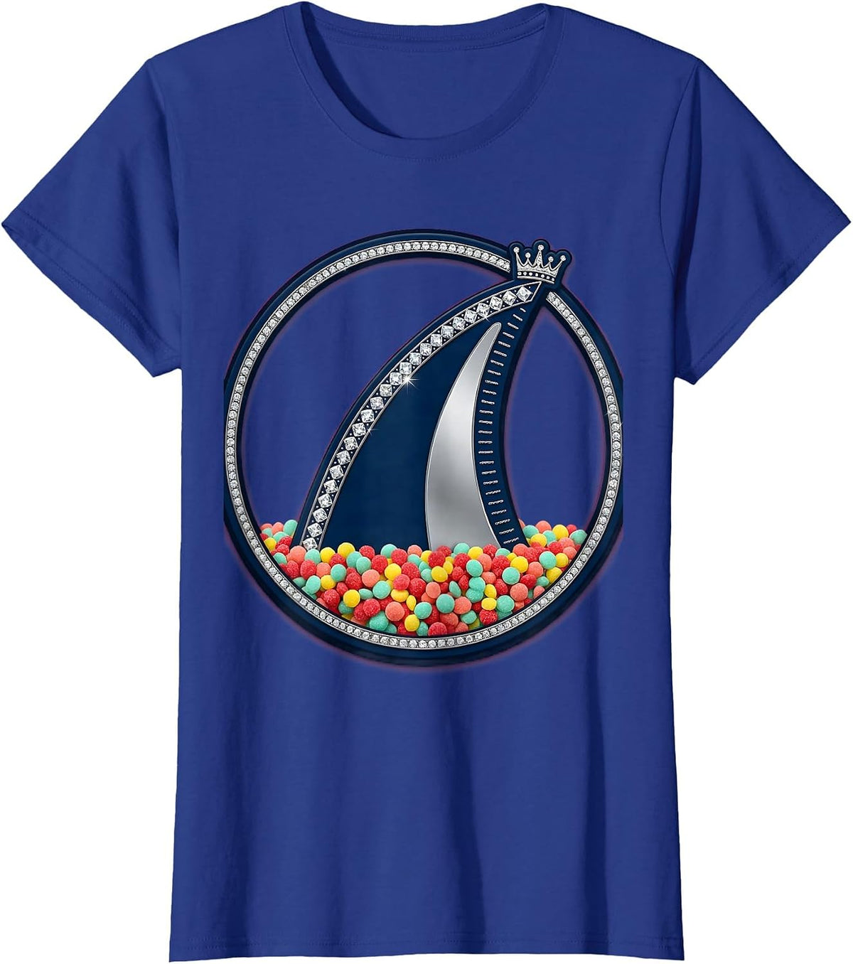 Women's Birthday Boy Shark Fin Sprinkles Graphic T-Shirt - Royal Blue