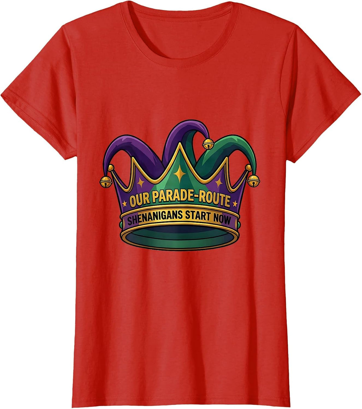 Women's Our Parade-Route Shenanigans Start Now Mardi Gras Carnival T-Shirt - Red