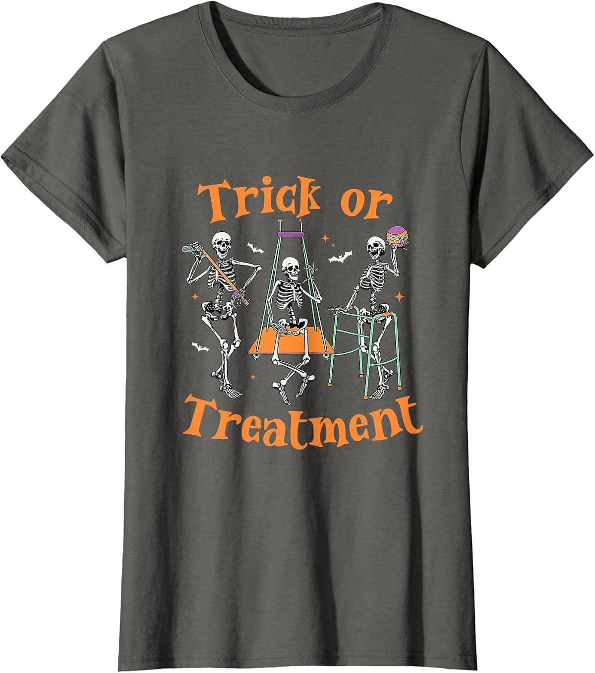 Trick or Treatment PT Physical Therapy Therapist Halloween T-Shirt - Asphalt Grey