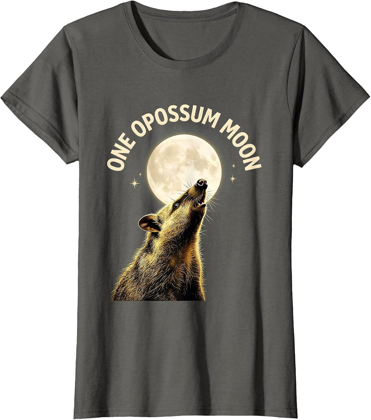 Women's One Opossum Moon Funny Opossum Lover Pet Owner Gift T-Shirt - Asphalt Grey